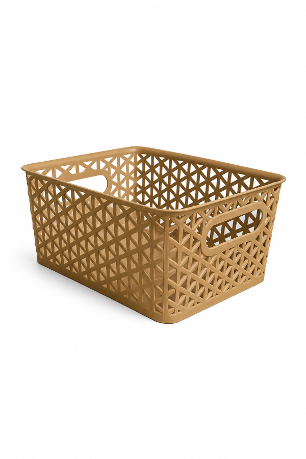 Корзина-органайзер пластиковая для хранения вещей, цвет бежевый.